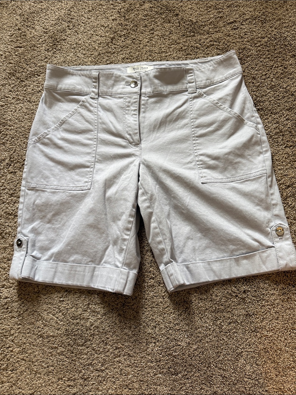 White House Black Narket Light Gray Roll-Cuff Pocket Shorts